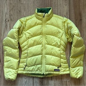 Patagonia Down Winter Puffer Jacket Yellow/Lime Green Size XS